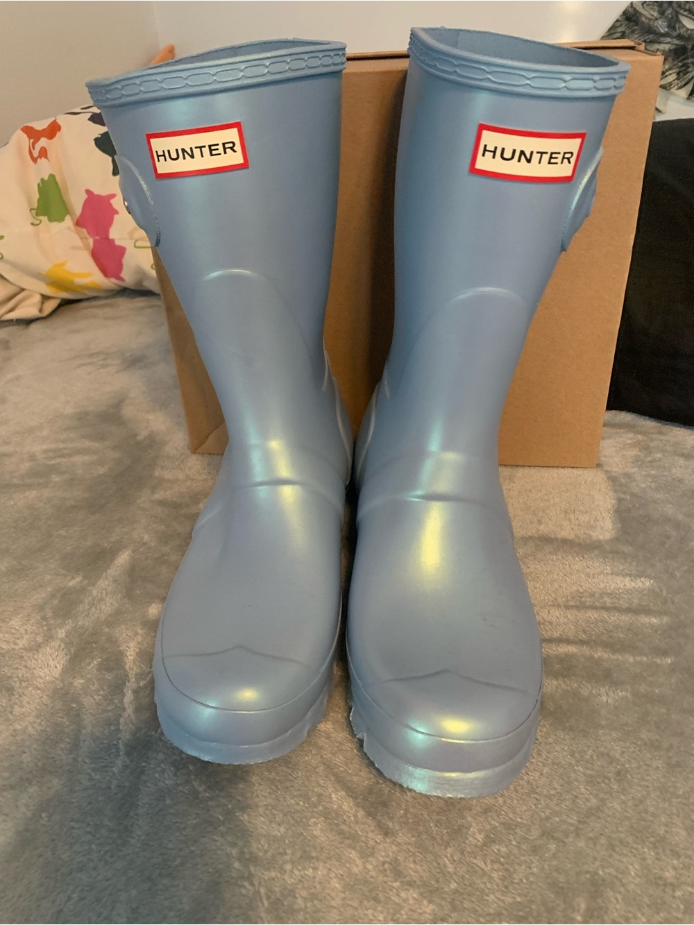 Hunter Kids Light Blue Iridescent Rain Boots